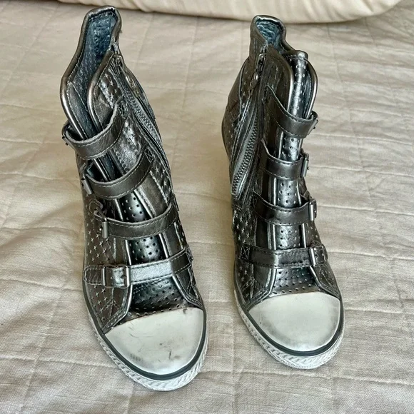 Ash Metallic Silver Wedge Sneakers - Picture 3 of 8